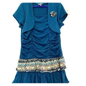 Formal dress with attached cardigan